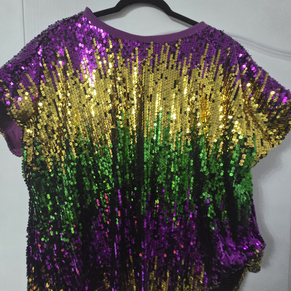 Sequin Embellished Purple and Gold Women's Top